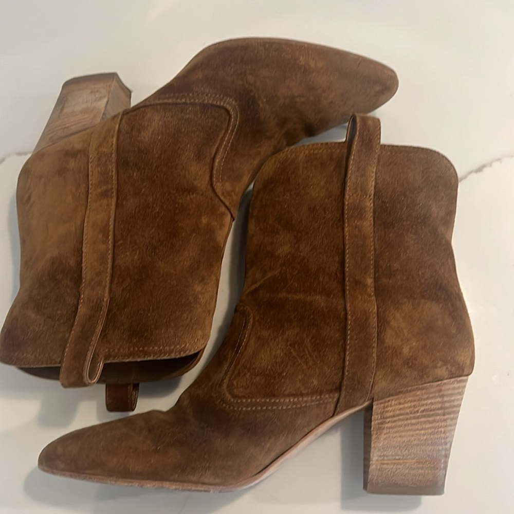 Laurence Dacade Italian Brown Suede Ankle Boots short cowboy style Size EU 39 - Picture 2 of 7